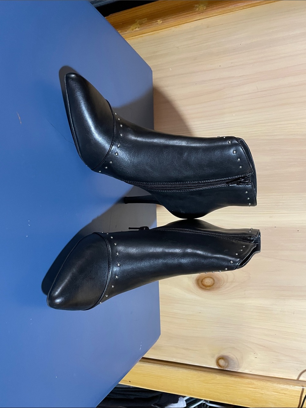 Black Women's Pointed Toe Ankle Boots with Stud Detail from the Limited